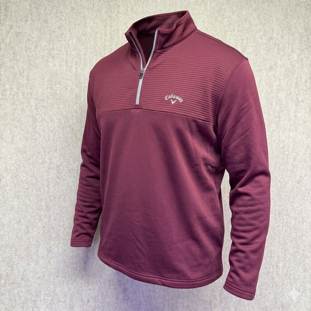 Callaway 1/4 Zip Pullover‎ Men XXL Maroon Textured Golf Fleece Weather Series